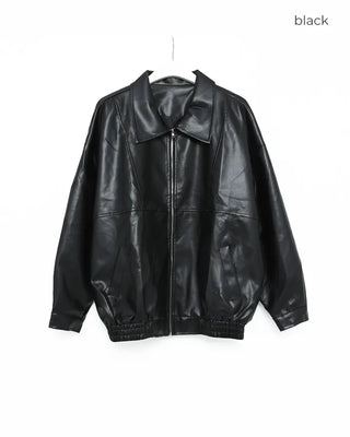 Loose-fit leather jacket