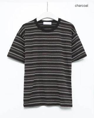 Multi-striped short-sleeved T-shirt
