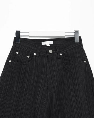 Striped wide-leg denim pants