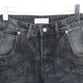 Unique seam flared denim pants