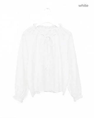 Frill neck ribbon strap blouse