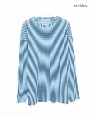 Striped round neck long-sleeved T-shirt