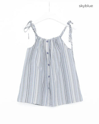 Striped button shirred camisole