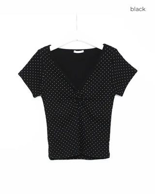 Small dot pattern short-sleeve T-shirt