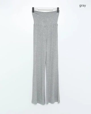 Low-rise ribbed wide-leg pants