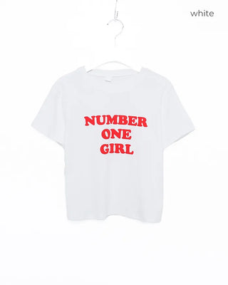 Lettering Cropped Short Sleeve T-Shirt