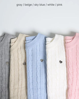 Heart Charm Cable Knit