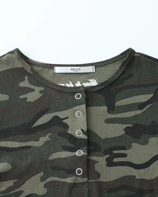 (ORIGINAL) Lettering Camo Half T-Shirt