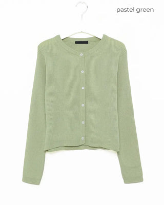 Ribbed round neck cardigan