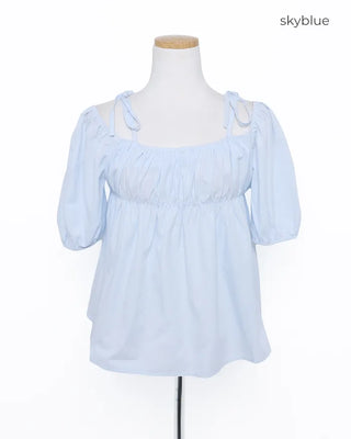 Shirred off-shoulder blouse