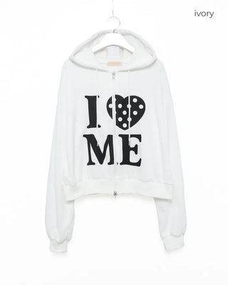 Lettering Heart Dot Point Hoodie