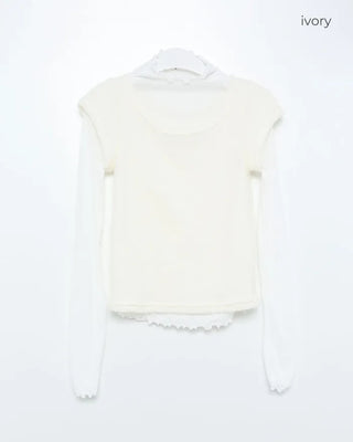See-through T-shirt & knit set
