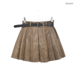 Faux leather pleated mini skirt