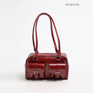 Two-pocket half-moon shoulder bag