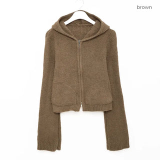2-way Boucle Zip-Up Hooded Parka
