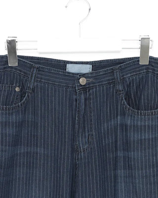 Balloon Fit Striped Denim Pants