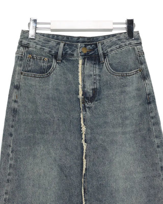Fringe detail denim skirt