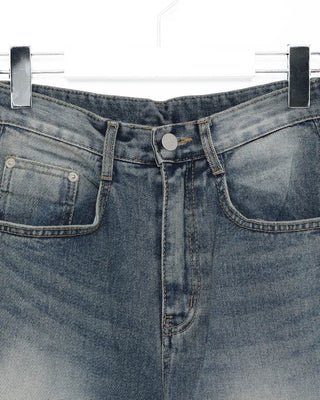 Vintage distressed wide-leg denim pants