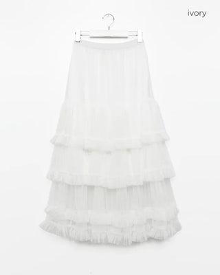 Chiffon tiered long skirt