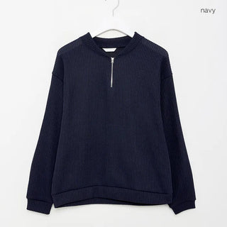 Semi-zip ribbed cardigan