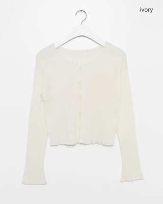 Walnut Button Short Knit Cardigan