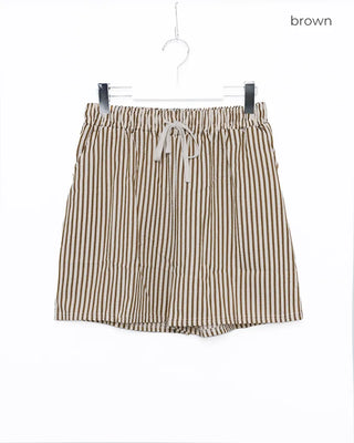 Striped elastic waist shorts