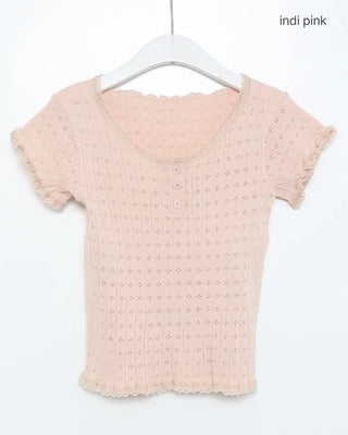 Mini perforated short-sleeved knit