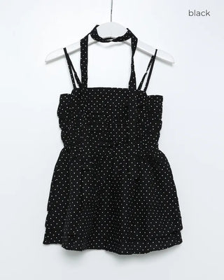Scarf set with polka dot design sleeveless top