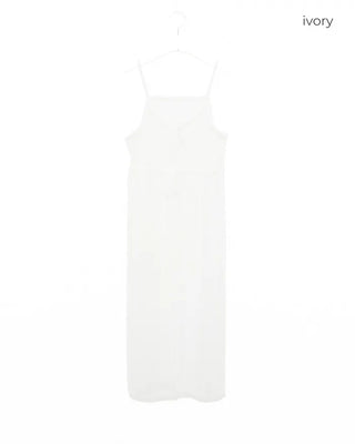 See-through ribbon camisole long dress