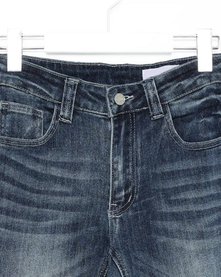 Unique Whisker Wash Flare Denim Pants
