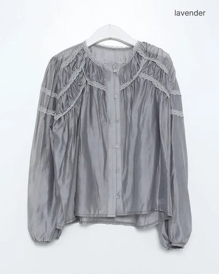 Scalloped lace detail blouse