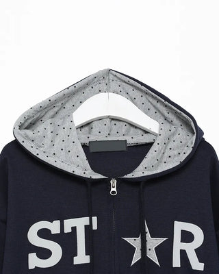 Star Patch Double Zip Hoodie
