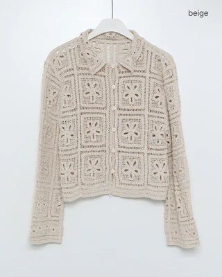Floral Vintage Crochet Collar Cardigan