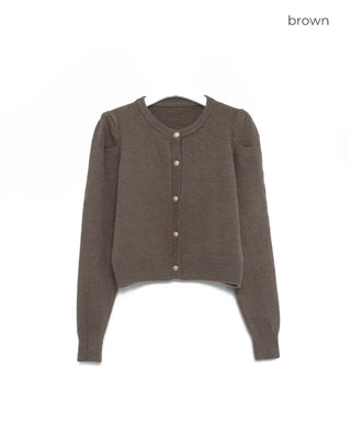 Gold Button Puff Cardigan
