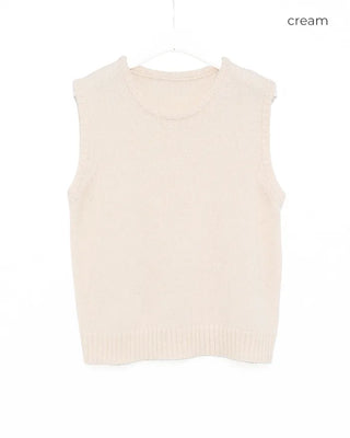 Loose-fitting simple round neck vest