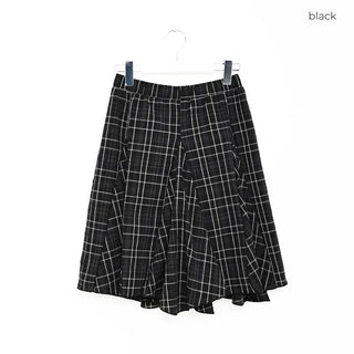 Pleated check midi skirt