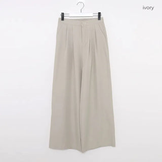 Double-pleated wide-leg slacks