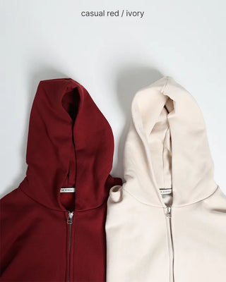 Standard fit hooded zip-up