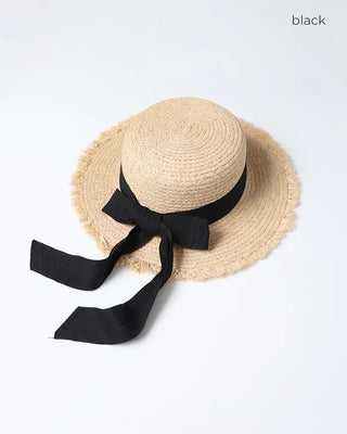 Ribbon Strap Rattan Fedora Hat