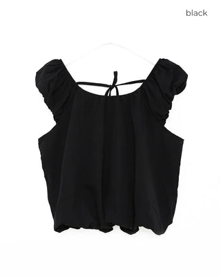 Back ribbon shirred blouse