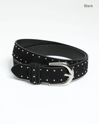 Suede studded buckle belt