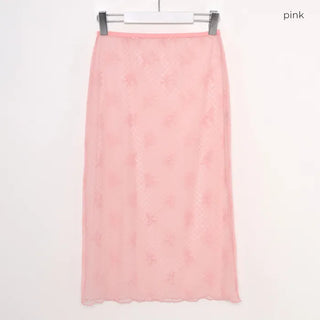 Ribbon tulle layered skirt