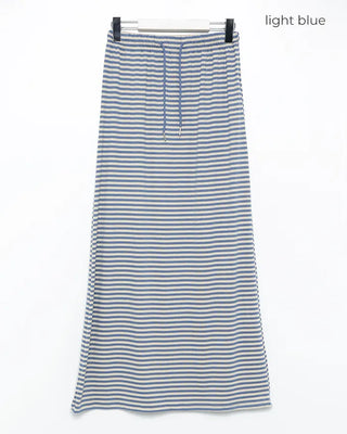 Striped back slit easy maxi skirt