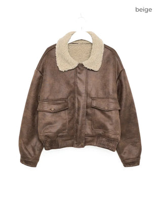 Boa Collar Neck Mouton Jacket