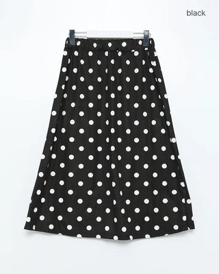 Elastic waist polka dot midi skirt
