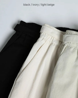 Wide cotton pants with waist belt