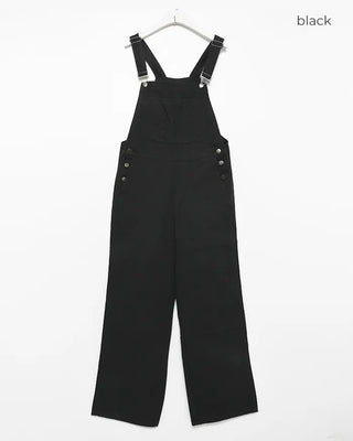 Wide silhouette cotton overalls