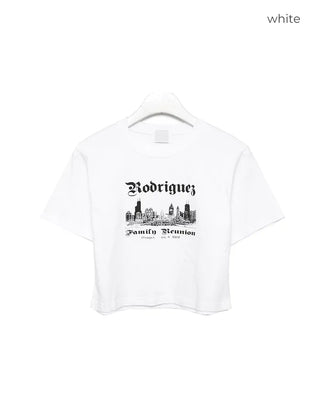 Chicago print cropped short-sleeve t-shirt