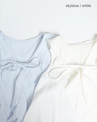 Ruffle Ribbon Vest Blouse