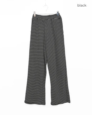 Striped wide-leg pants with elastic waistband